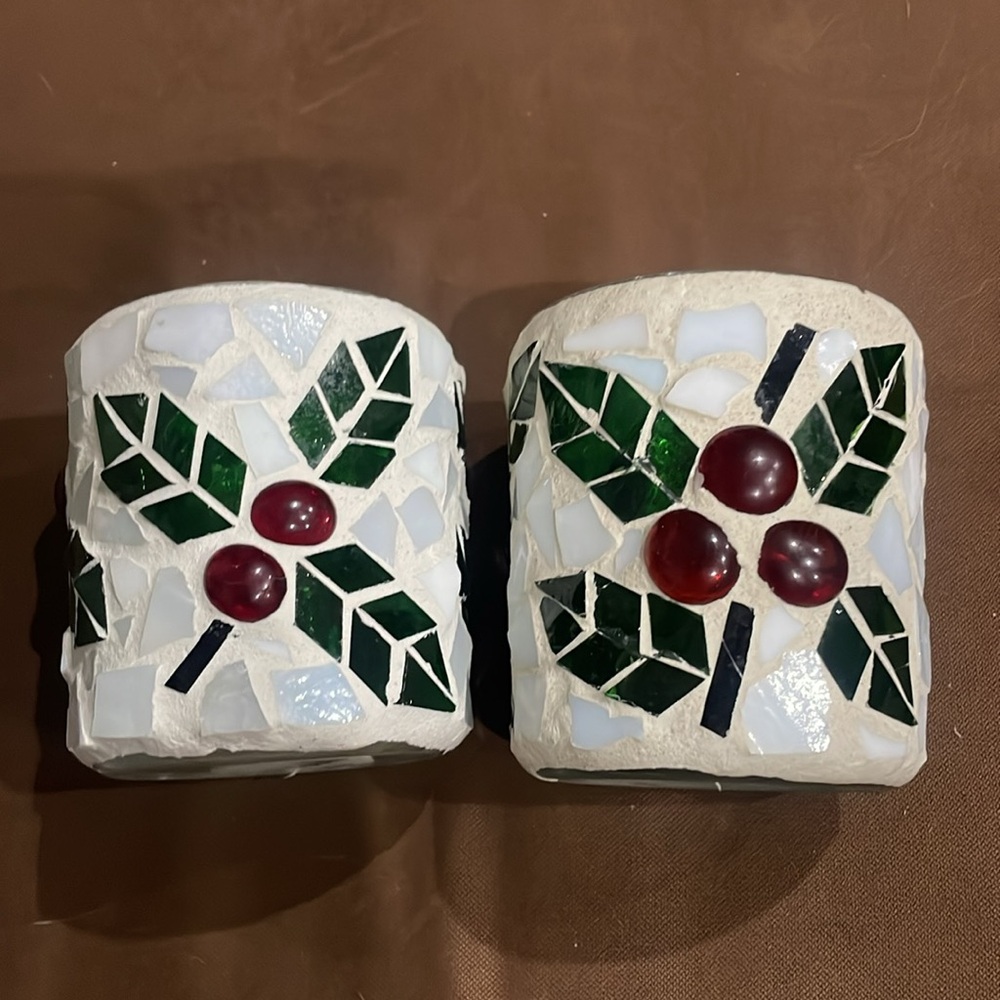 NWOT: Sparkling Christmas Tea Light Candle Holders - Set of 2